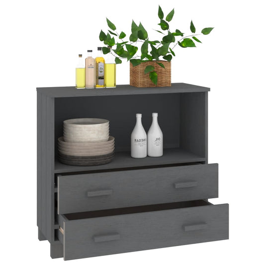 Aparador Hamar Madera Maciza Pino Gris Oscuro 85x35x80 Cm / Vetonek_0