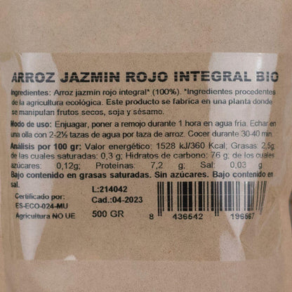 Arroz Jazmín Rojo Integral Bio NaturGreen 500 g