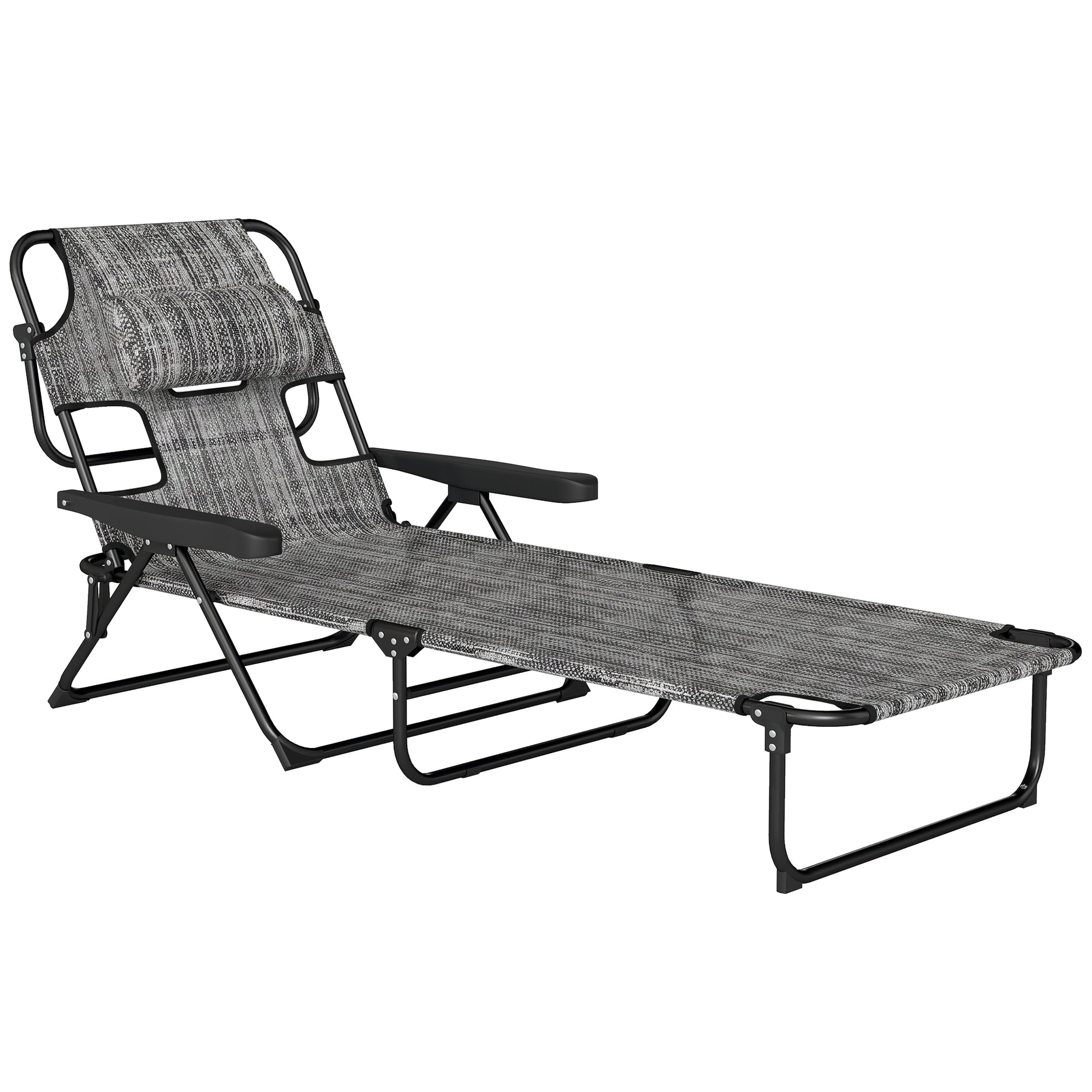 Outsunny Tumbona Plegable Con Orificio De Lectura 145x72x89 Cm Gris_0