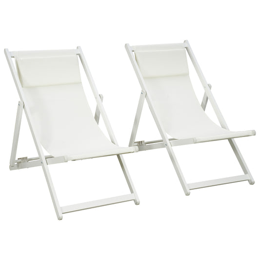 Outsunny Conjunto De 2 Tumbonas Plegables De Aluminio 60x100x85 Cm Blanco_0