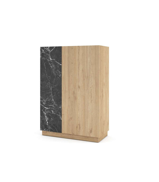 Mueble Auxiliar Alto 2 Puertas Abatibles Md-laura Acabado Roble/negro. 127cm(alto) 90cm(an_0