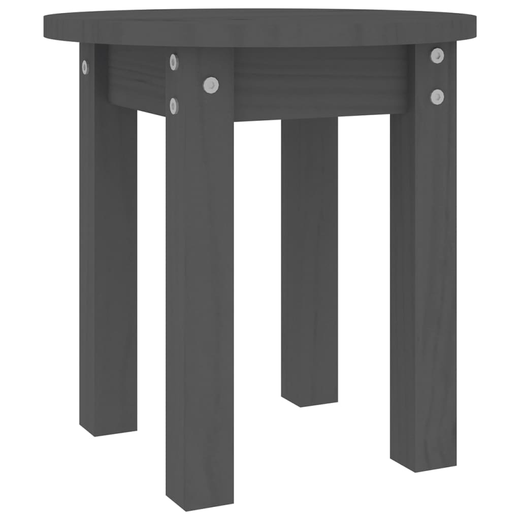 Mesa De Centro De Madera Maciza De Pino Gris Ø35x35 Cm_0