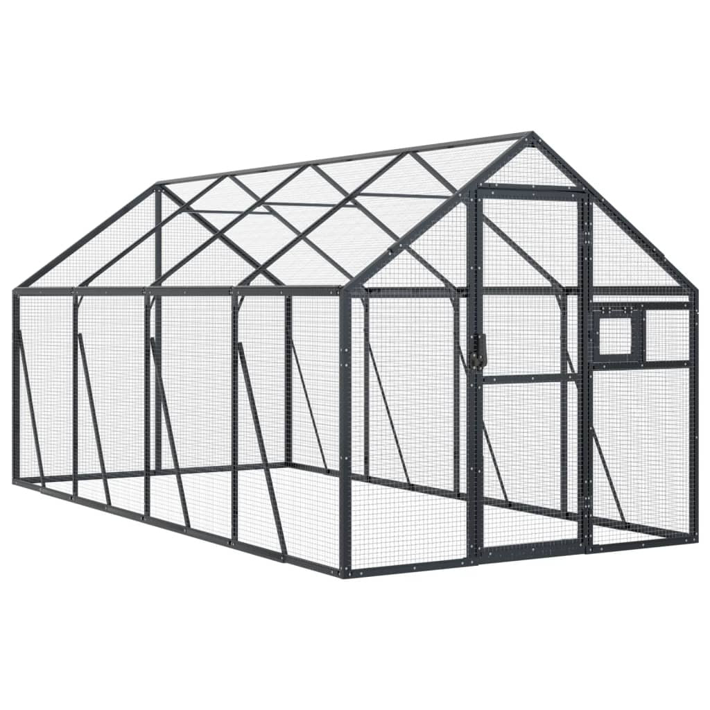Vidaxl Pajarera De Aluminio Gris Antracita 1,79x4x1,85 M_0