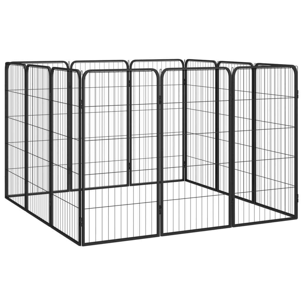 Jaula Perros 12 Paneles Acero Recubierto Polvo Negro 50x100 Cm_2