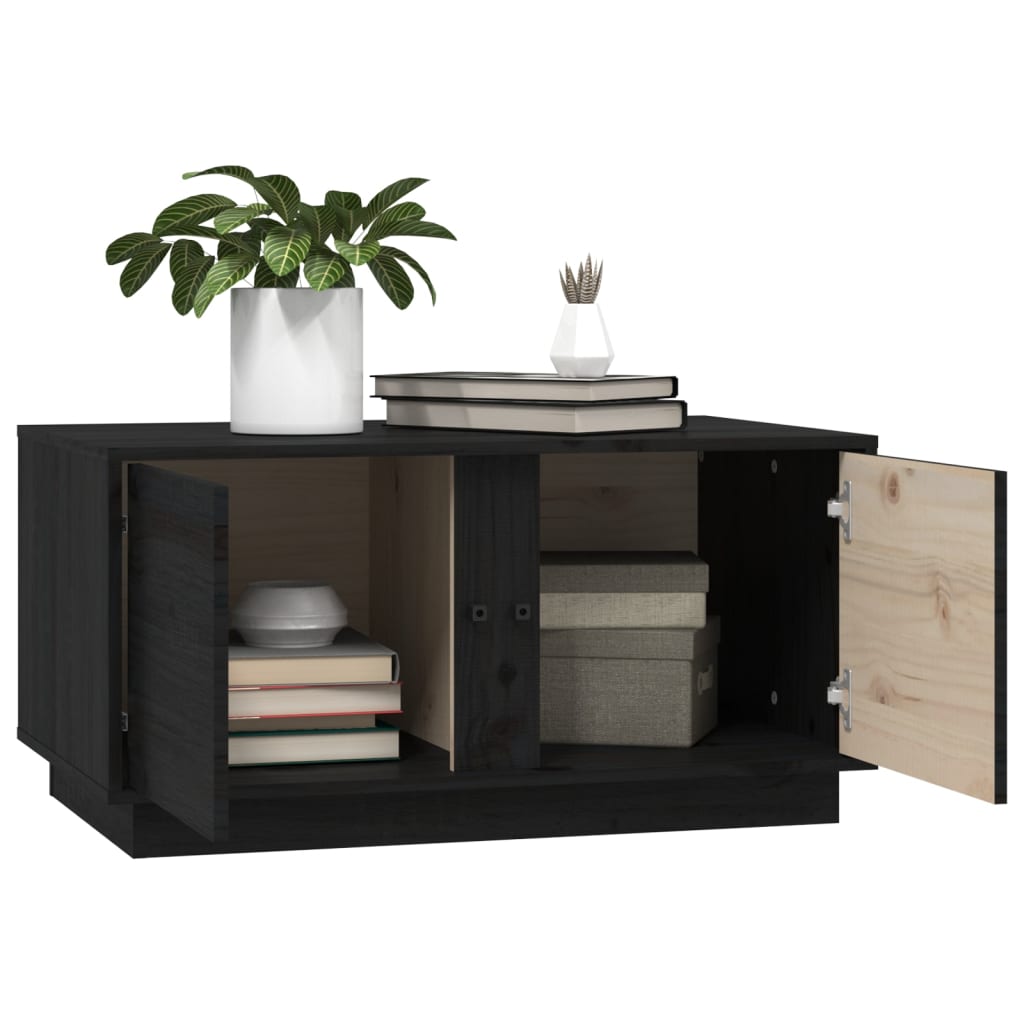 Mesa De Centro Madera Maciza De Pino Negro 80x50x40 Cm_3