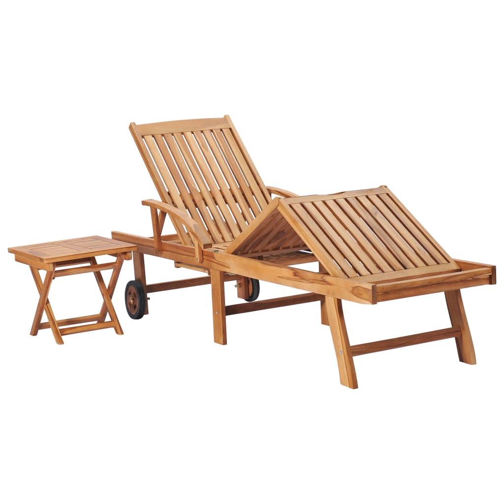 Tumbona Con Mesa Y Cojín Madera Maciza De Teca_2