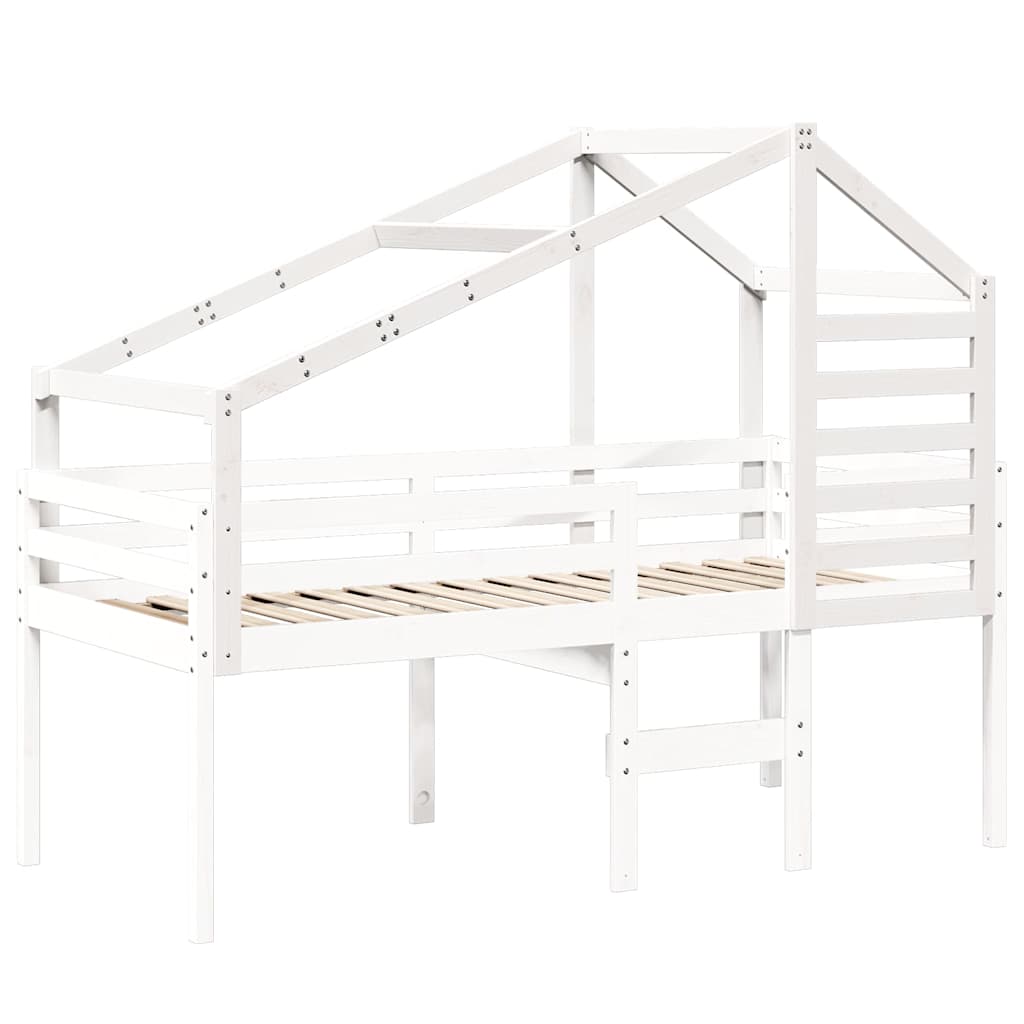 Techo De Cama Infantil Madera Maciza Pino Blanco 198x87x113 Cm_2