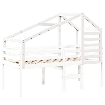 Techo De Cama Infantil Madera Maciza Pino Blanco 198x87x113 Cm_2