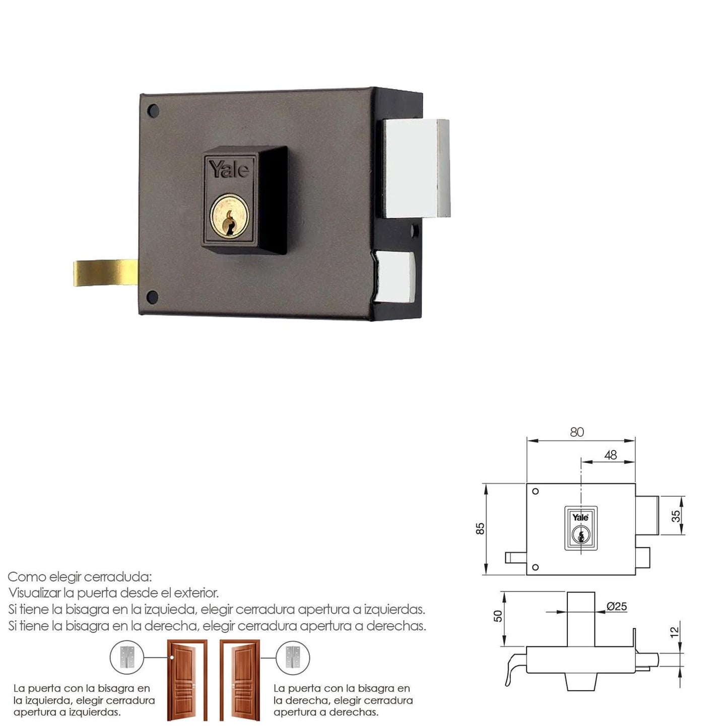 Cerradura Yale  125-/hpr/ 8/ Derecha_1
