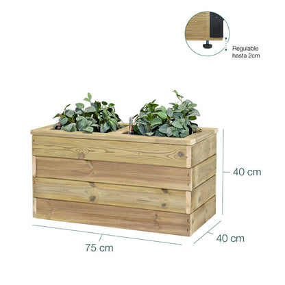 Jardinera De Madera Con Autorriego 75x40x40 Cm Nidum Basic Hortalia_5