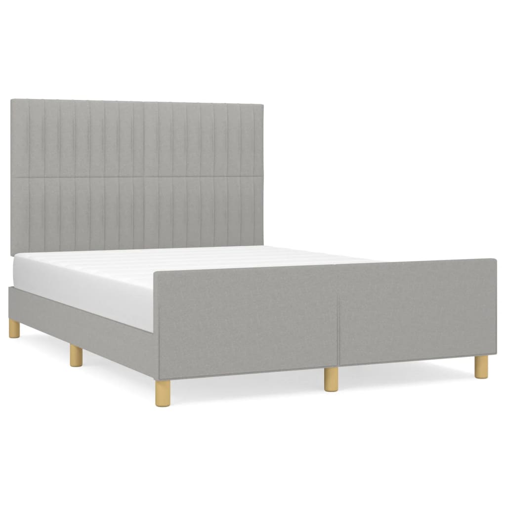 Estructura De Cama Con Cabecero De Tela Gris Claro 140x190 Cm / Vetonek_2