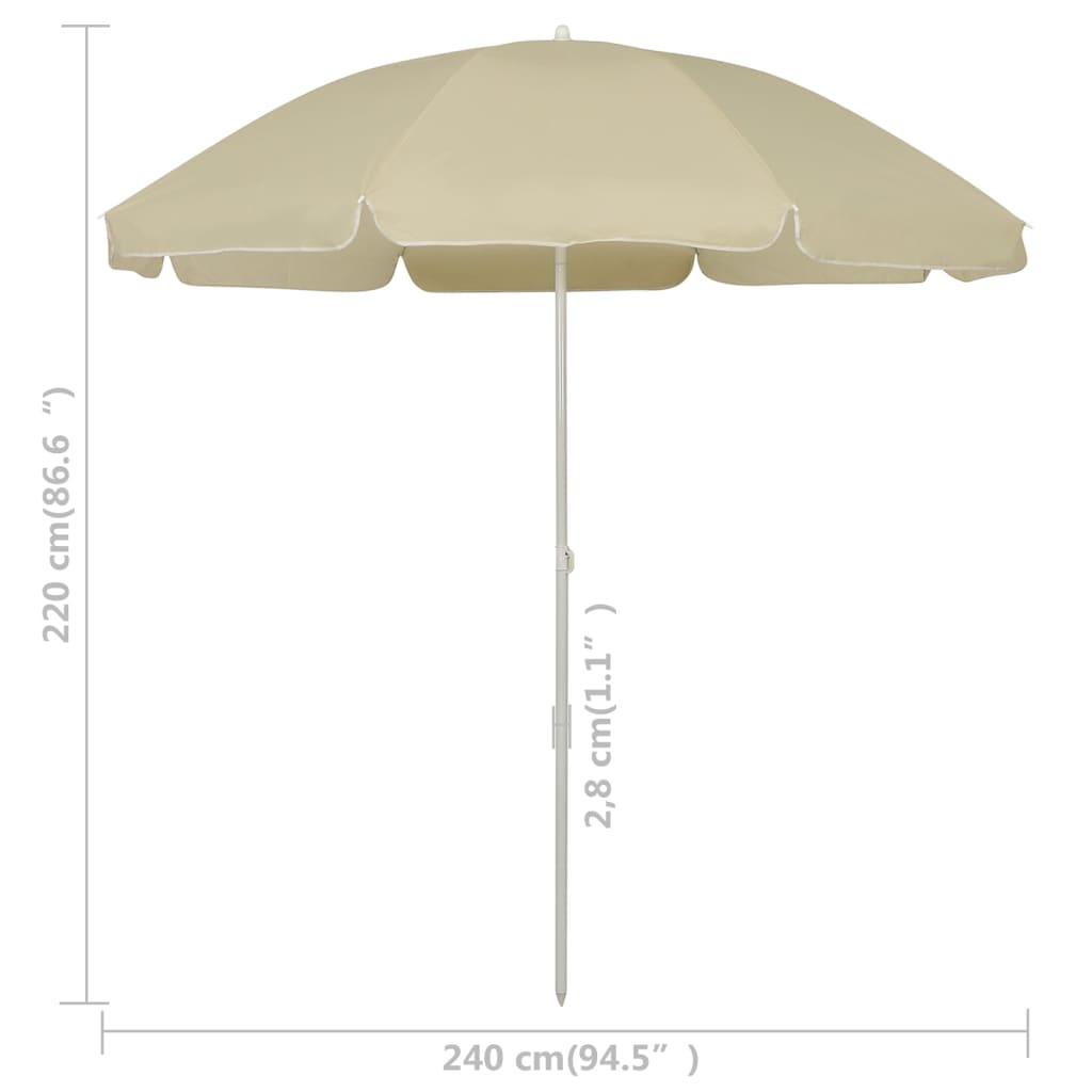 Sombrilla De Playa Amarillo Arena 240 Cm_4