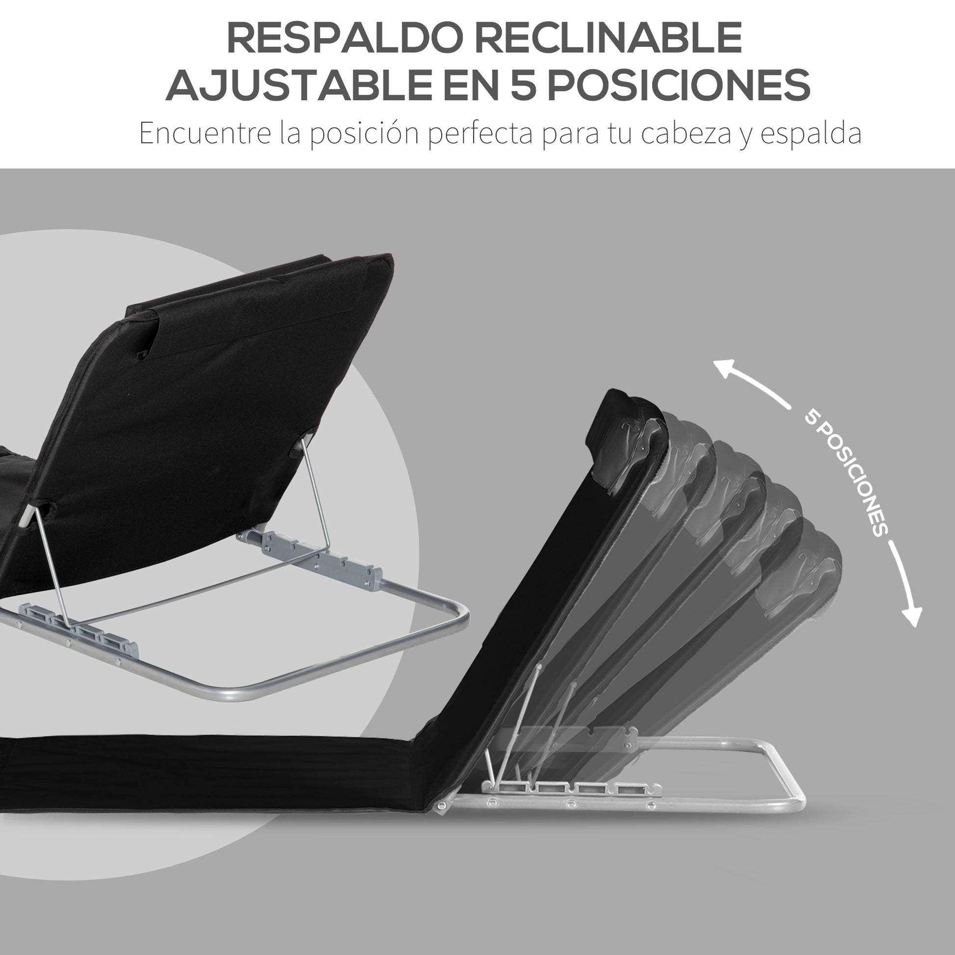 Outsunny Conjunto De 2 Esterillas De Playa Plegable 134x48x33-43 Cm Negro_4