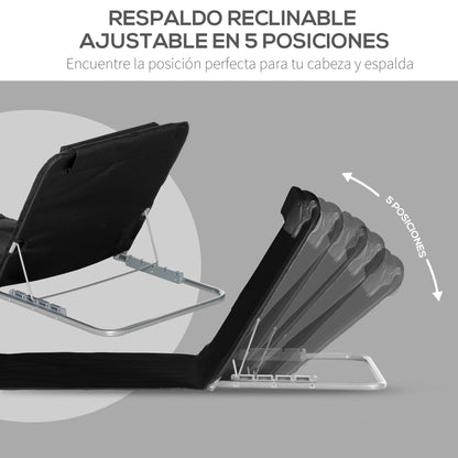 Outsunny Conjunto De 2 Esterillas De Playa Plegable 134x48x33-43 Cm Negro_4