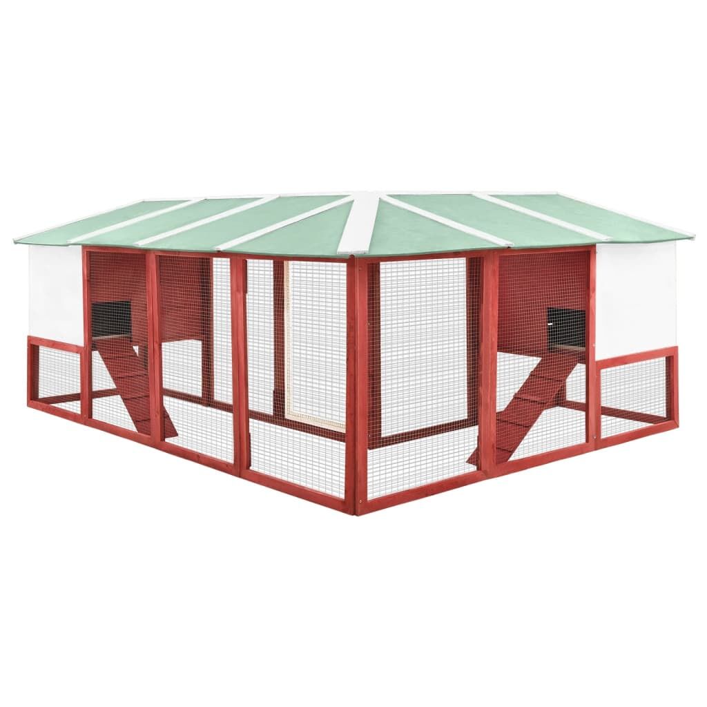 Vidaxl Conejera De Exterior Con Corredor Madera De Abeto Rojo Y Blanco_3