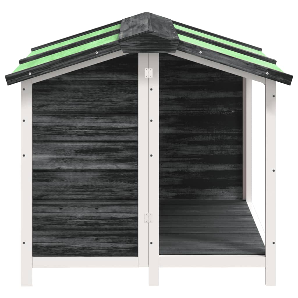 Caseta Para Perros Madera Maciza De Pino Gris 96x87x80,5 Cm_3