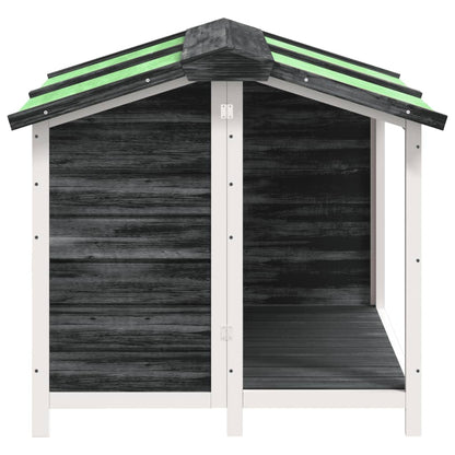 Caseta Para Perros Madera Maciza De Pino Gris 96x87x80,5 Cm_3