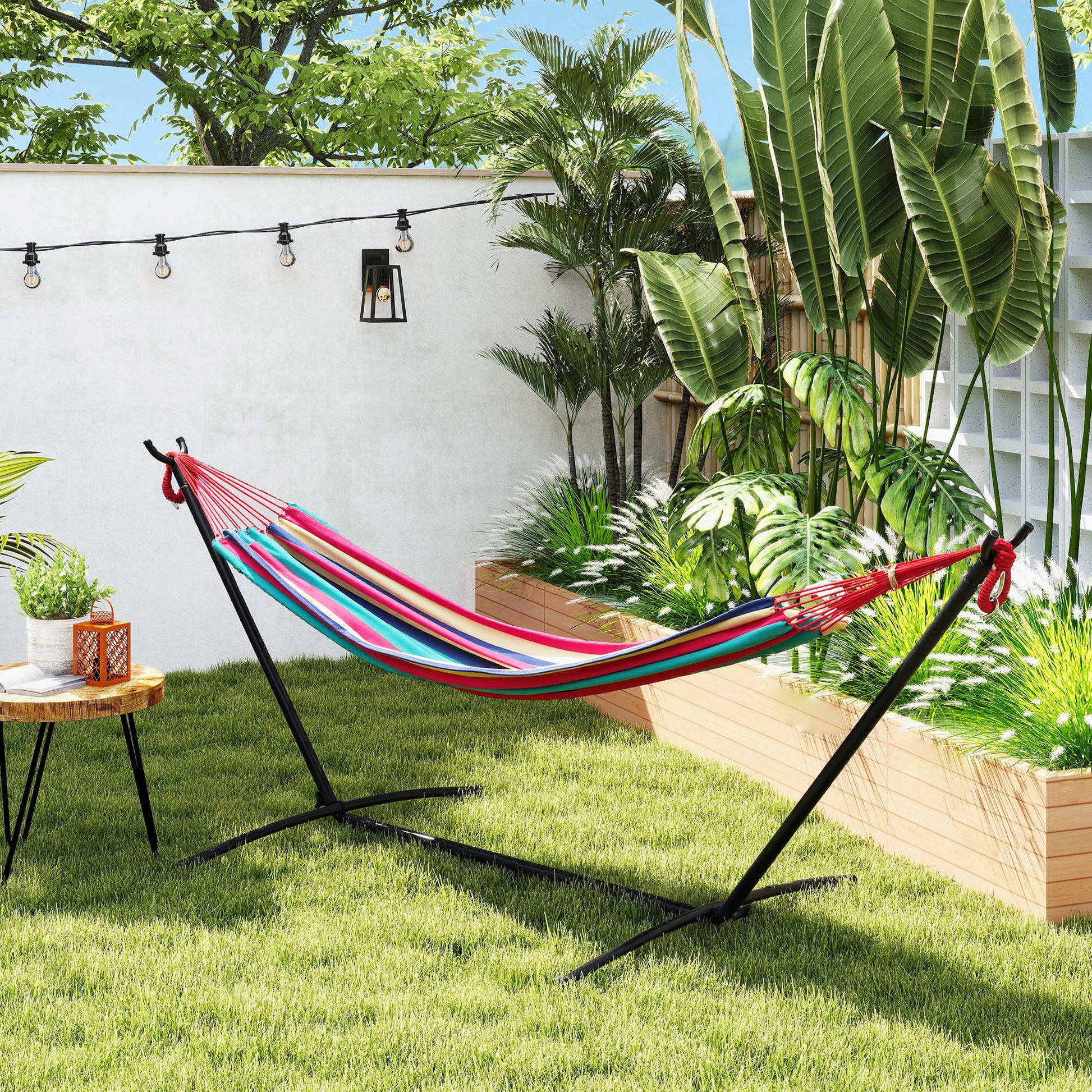 Outsunny Hamaca Con Soporte 310x117 Cm Hamaca De Camping Con Bolsa De Transporte_1
