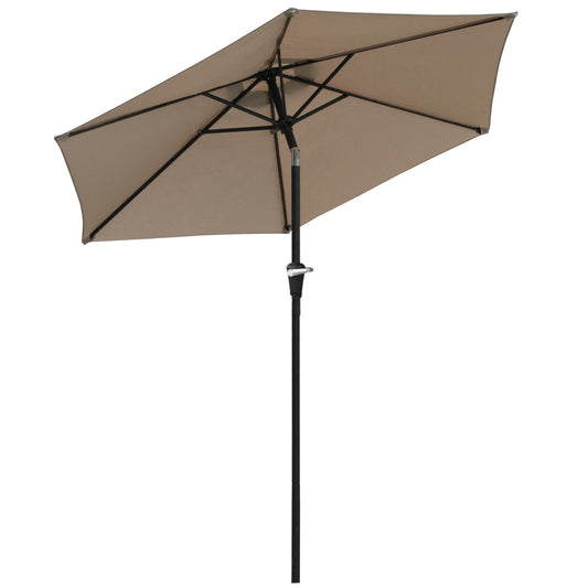 Outsunny Sombrilla De Jardín Ø230x216 Cm Con Techo Basculante Impermeable Caqui_0