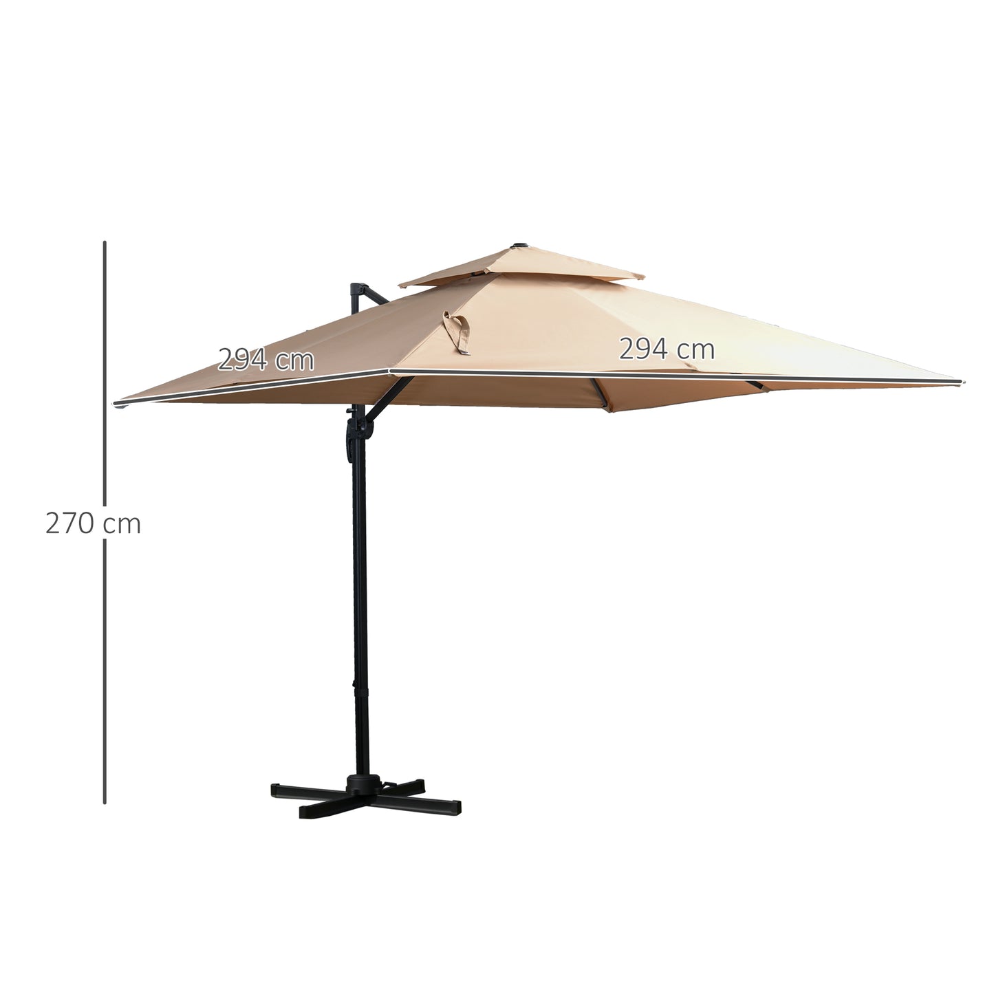 Outsunny Sombrilla De Jardín Ø300 Cm Aluminio Giratorio 360° Con Manivela Caqui_2