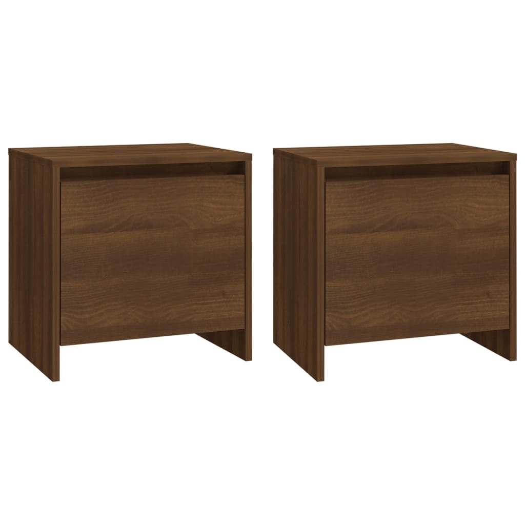 Mesita Noche 2 Uds Madera Ingeniería Marrón Roble 45x34x44,5 Cm_0