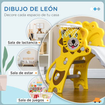 Aiyaplay Tobogán Infantil 3 En 1 Con 2 Escaleras 131x50x74 Cm Amarillo Y Gris_4