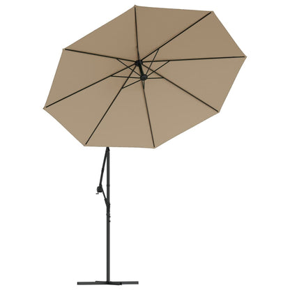 Sombrilla Voladiza Con Luces Led Y Poste Acero Taupe 300 Cm_2