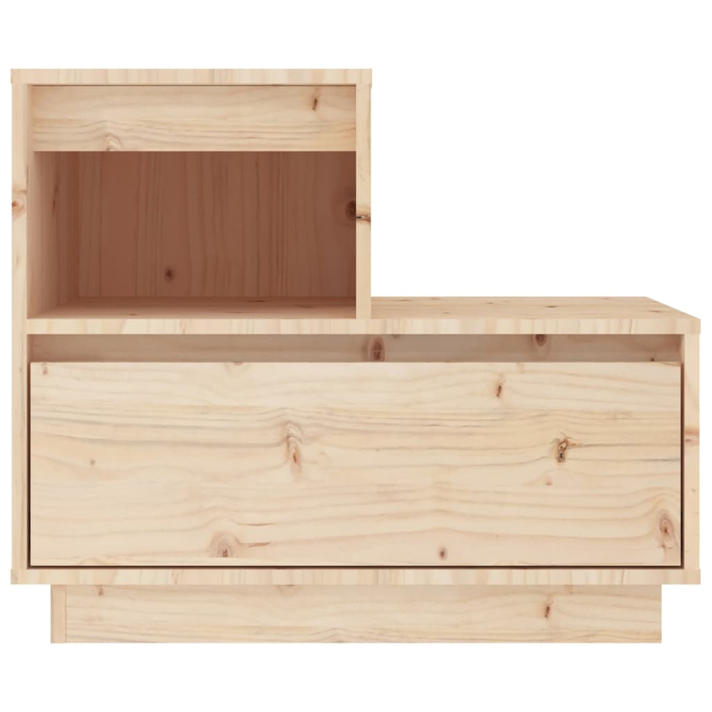 Mesita De Noche Madera Maciza De Pino 60x34x51 Cm_1