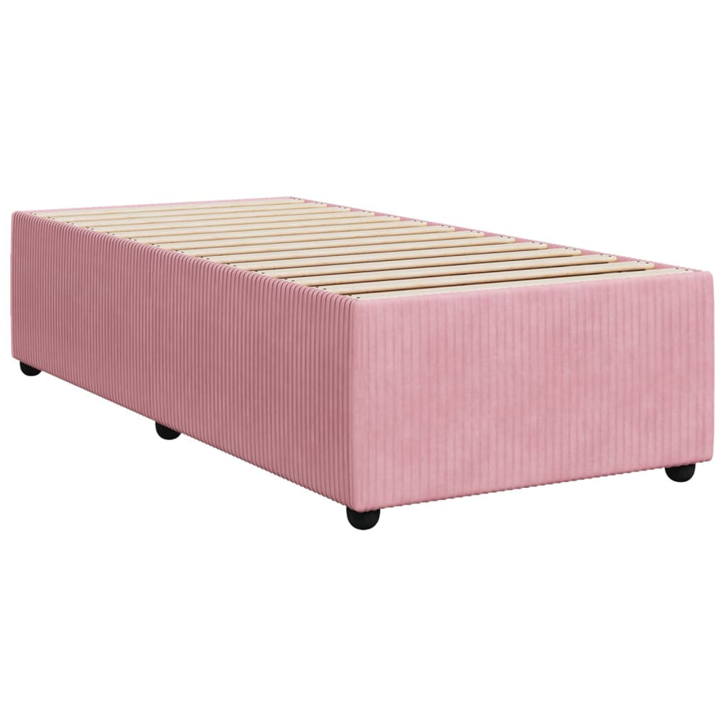 Cama Box Spring Con Colchón Terciopelo Rosa 90x200 Cm / Vetonek_1