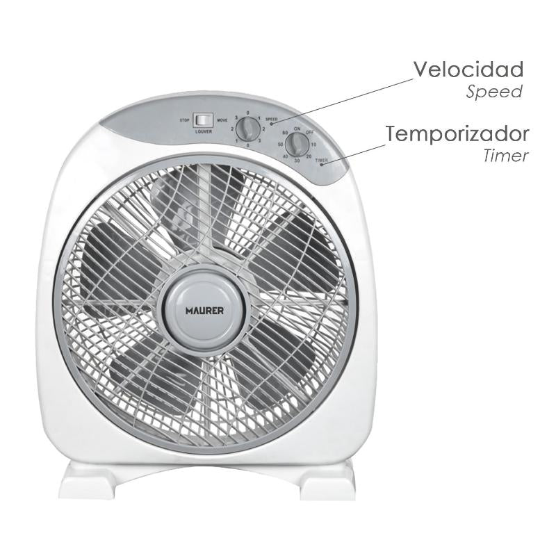 Ventilador Maurer Box Ø 30cm 40 Watt. 3 Velocidades  Aspas Gran Tamaño, 3 Con Temporizador_2