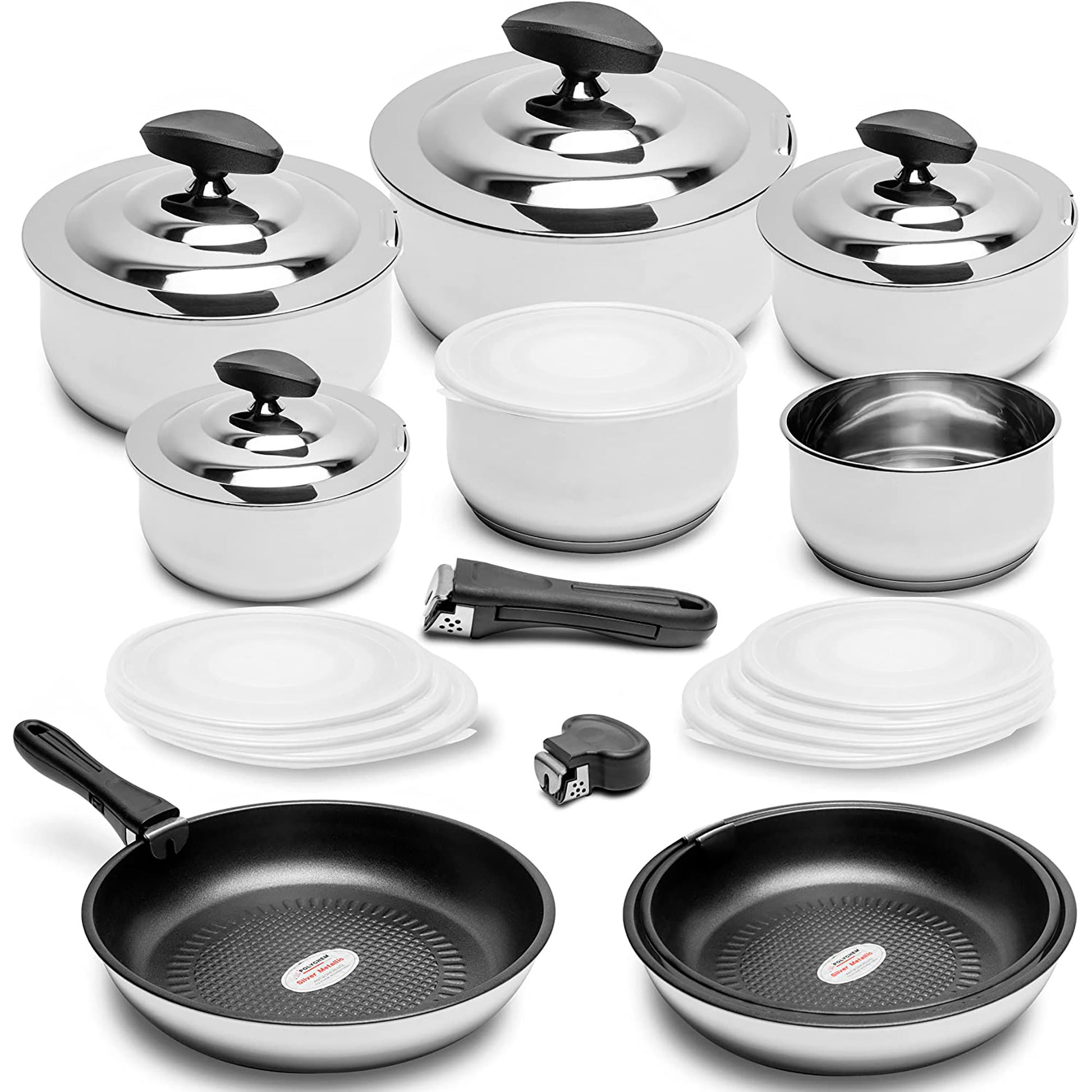 Batería De Cocina Acero Inoxidable 24 Piezas, Inducción, Asa Extraíble, Tapas Inox, Apilable Callaway Frankfurt, Acero Inoxidable_0