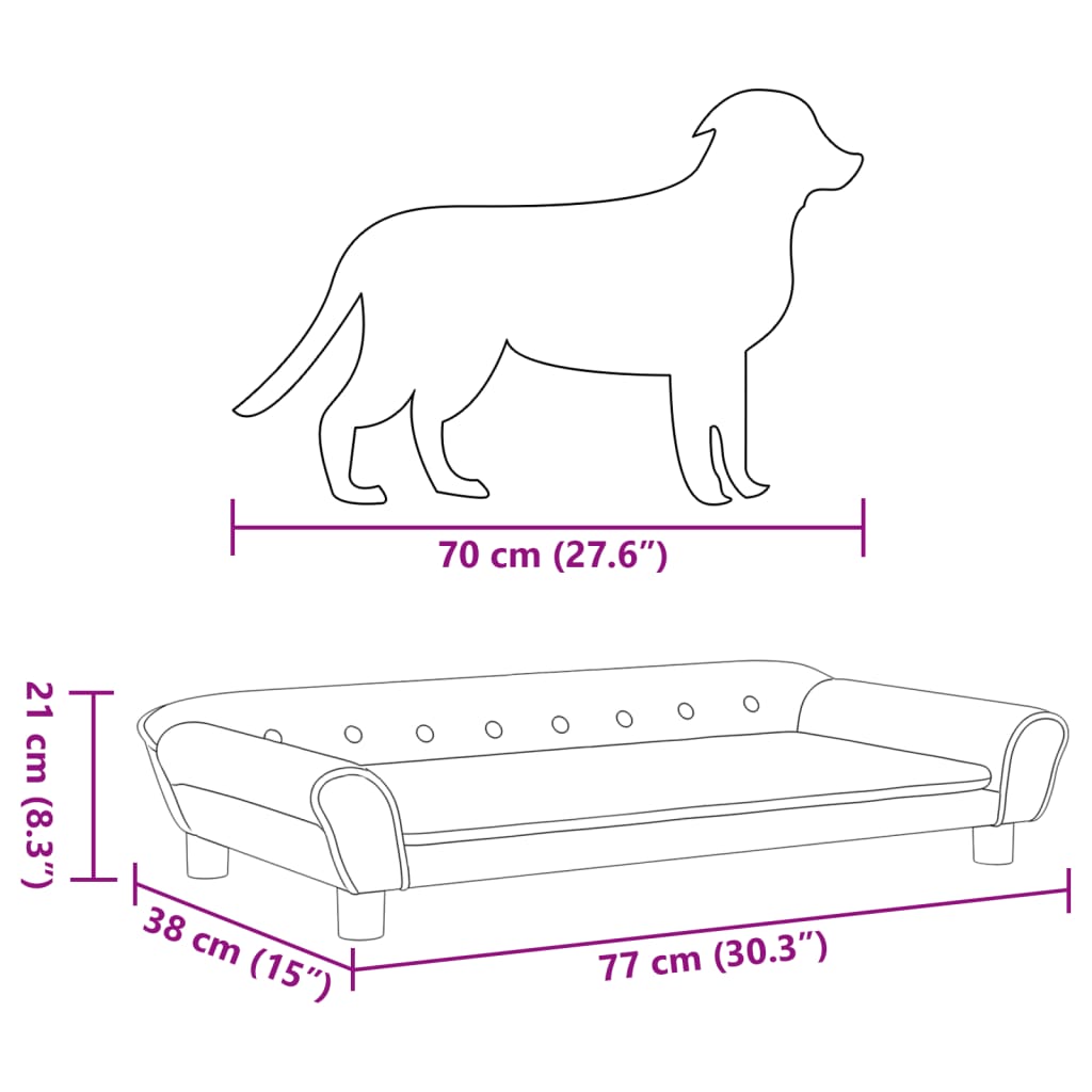 Cama Para Perros De Terciopelo Crema 100x50x21 Cm / Vetonek_4