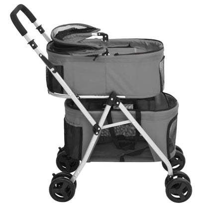 Vidaxl Cochecito Doble De Perros Plegable Tela Oxford Gris 83x48x97cm_3