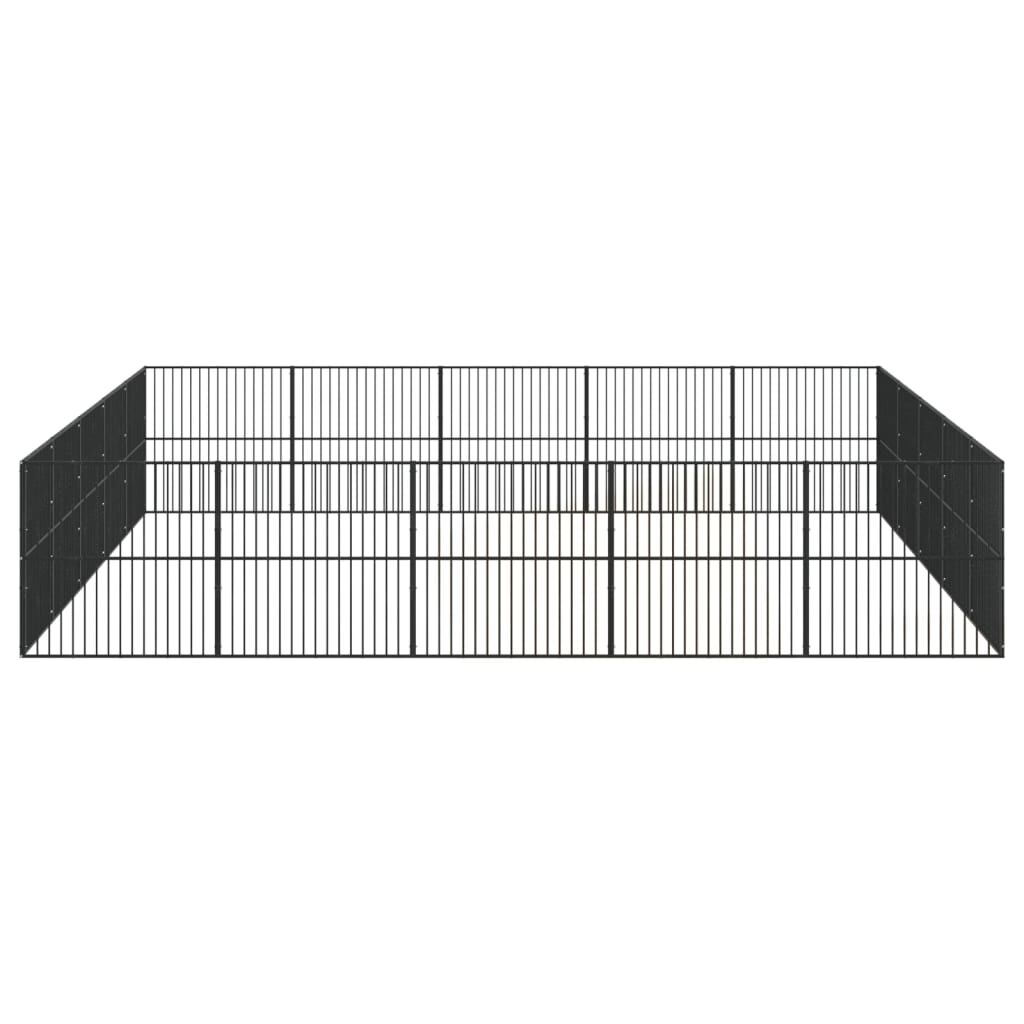 Vidaxl Corralito Para Perros Con 20 Paneles Acero Galvanizado Negro_4