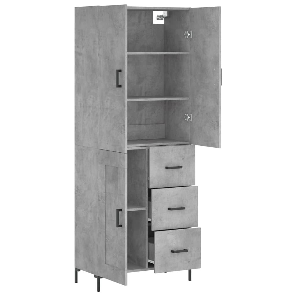 Aparador Alto Madera Contrachapada Gris Hormigón 69,5x34x180 Cm_3