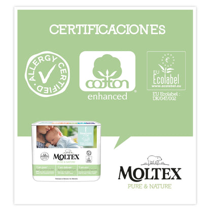 Pañales T1 (2-5kg) Moltex Pure & Nature, 22 Uds