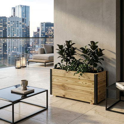 Jardinera De Madera Con Refuerzo De Aluminio 70x30x40 Cm Ghio Al Hortalia_1