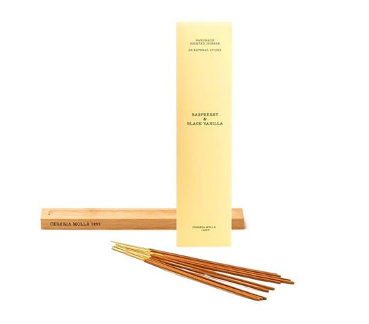 Cerería Mollá 1899 Incienso Raspberry & Black Vanilla 20unidades + Quemador_0