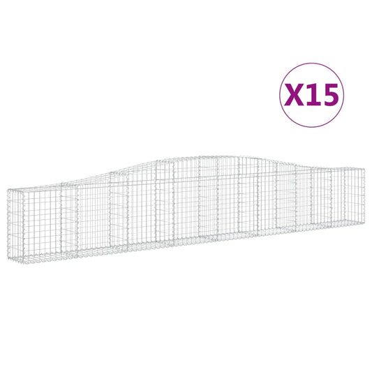 Cestas De Gaviones 15 Uds Forma De Arco Hierro 400x30x60/80 Cm_0