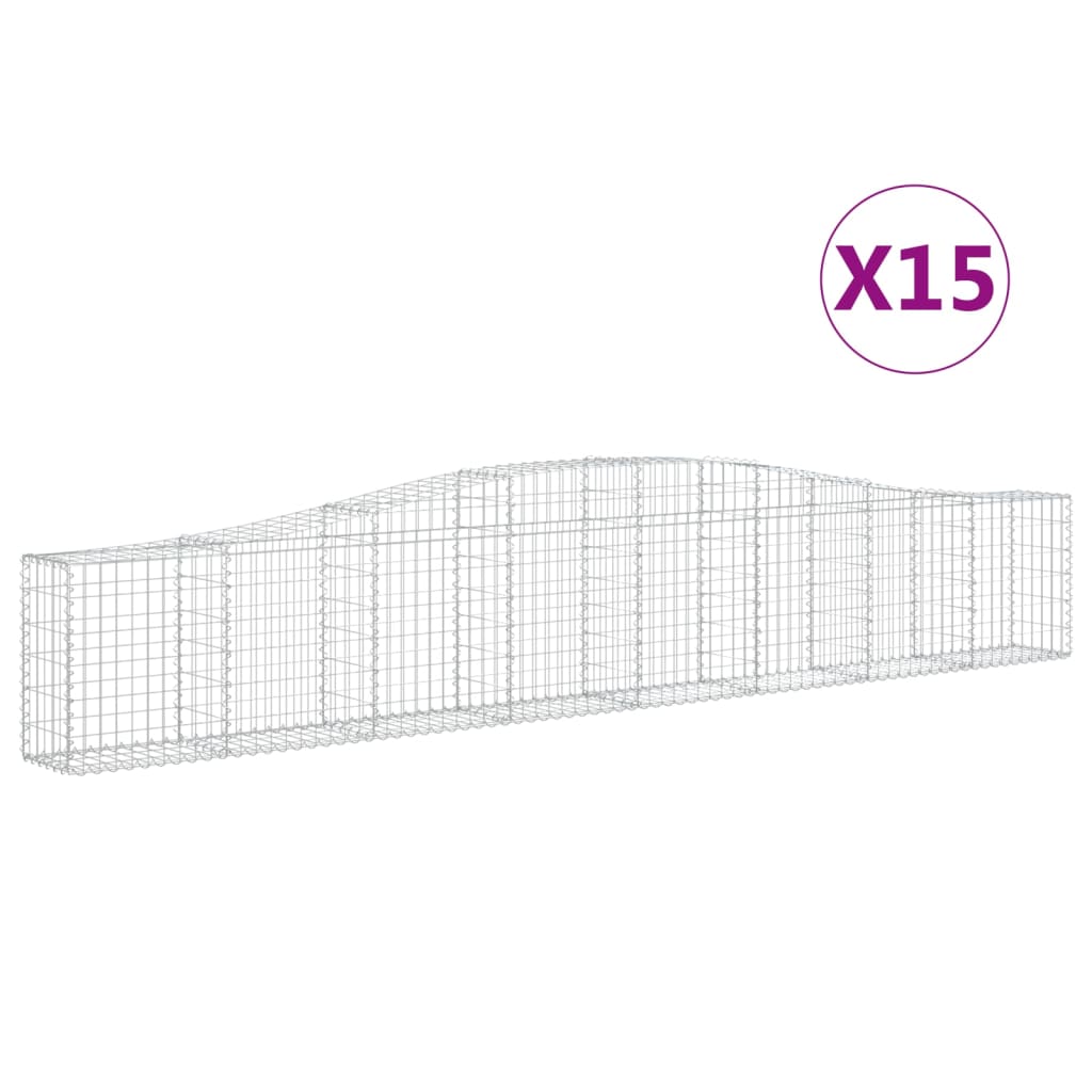 Cestas De Gaviones 15 Uds Forma De Arco Hierro 400x30x60/80 Cm_0