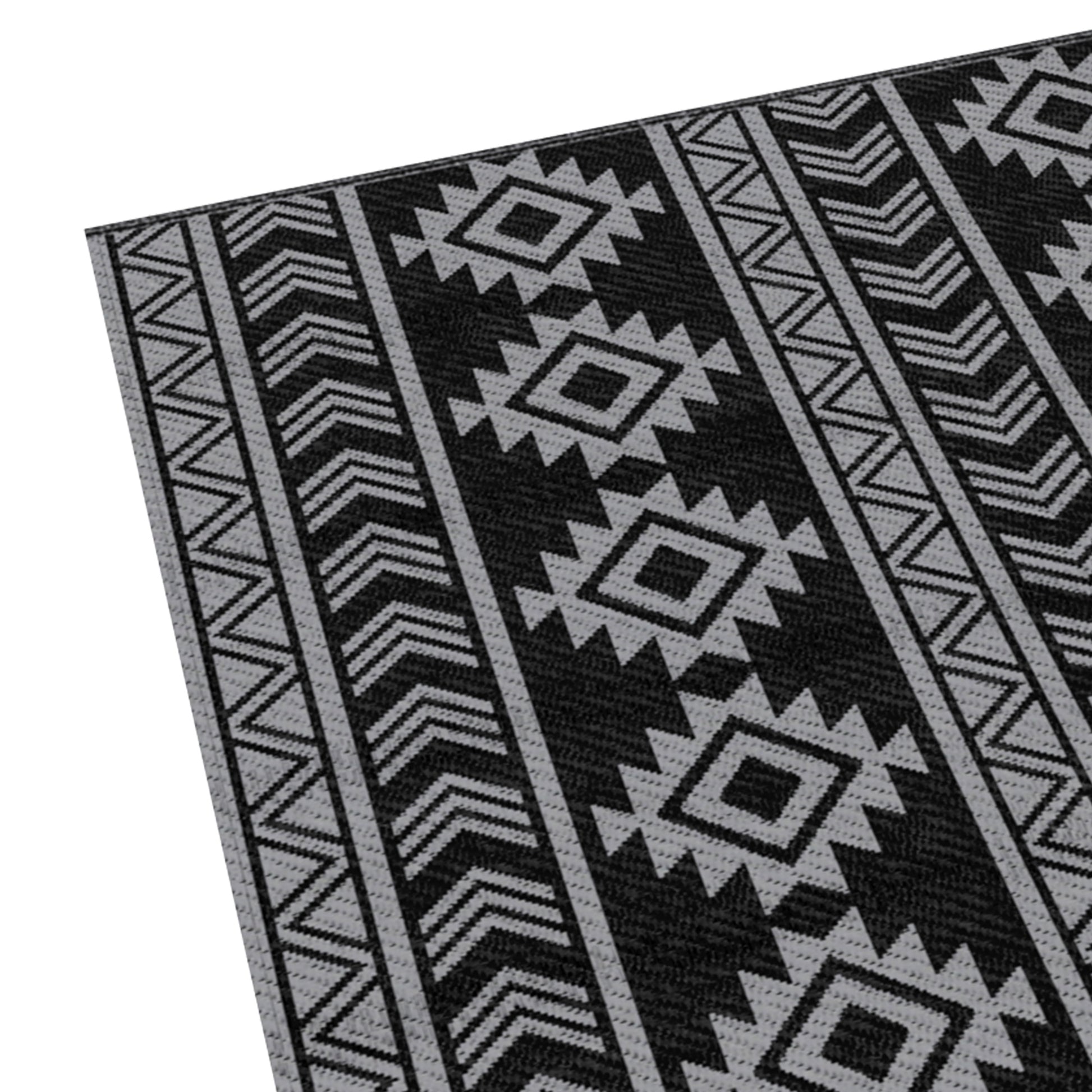 Outsunny Alfombra De Exterior 182x274 Cm Impermeable Anti-uv Negro Y Gris_4