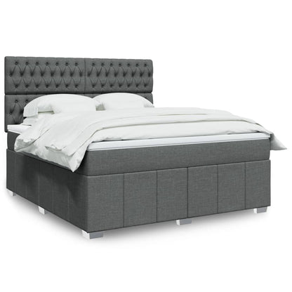 Cama Box Spring Con Colchón Tela Gris Oscuro 180x200 Cm / Vetonek_3