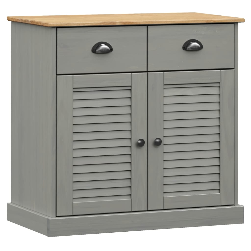 Aparador Con Cajones Vigo Madera Maciza Pino Gris 78x40x75 Cm / Vetonek_0