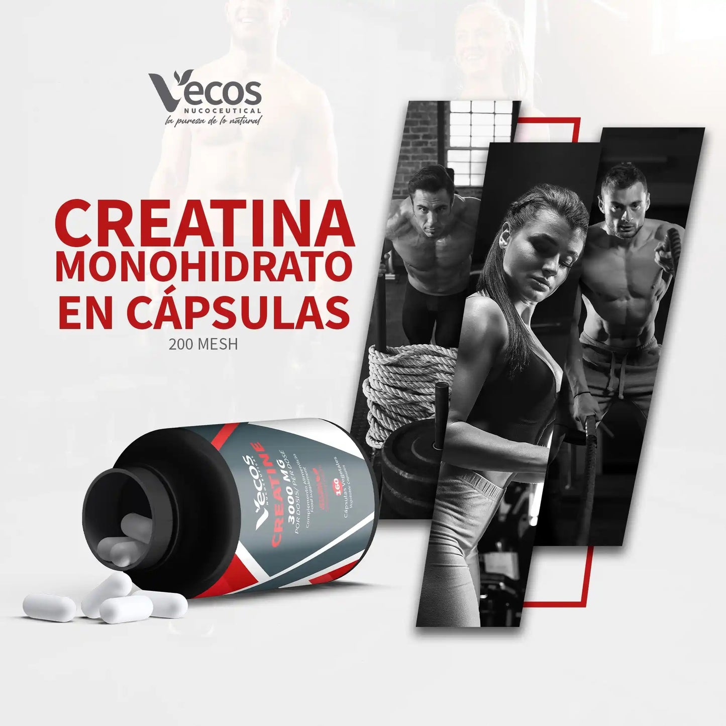 Creatina 3000 mg Vecos 160 capsulas