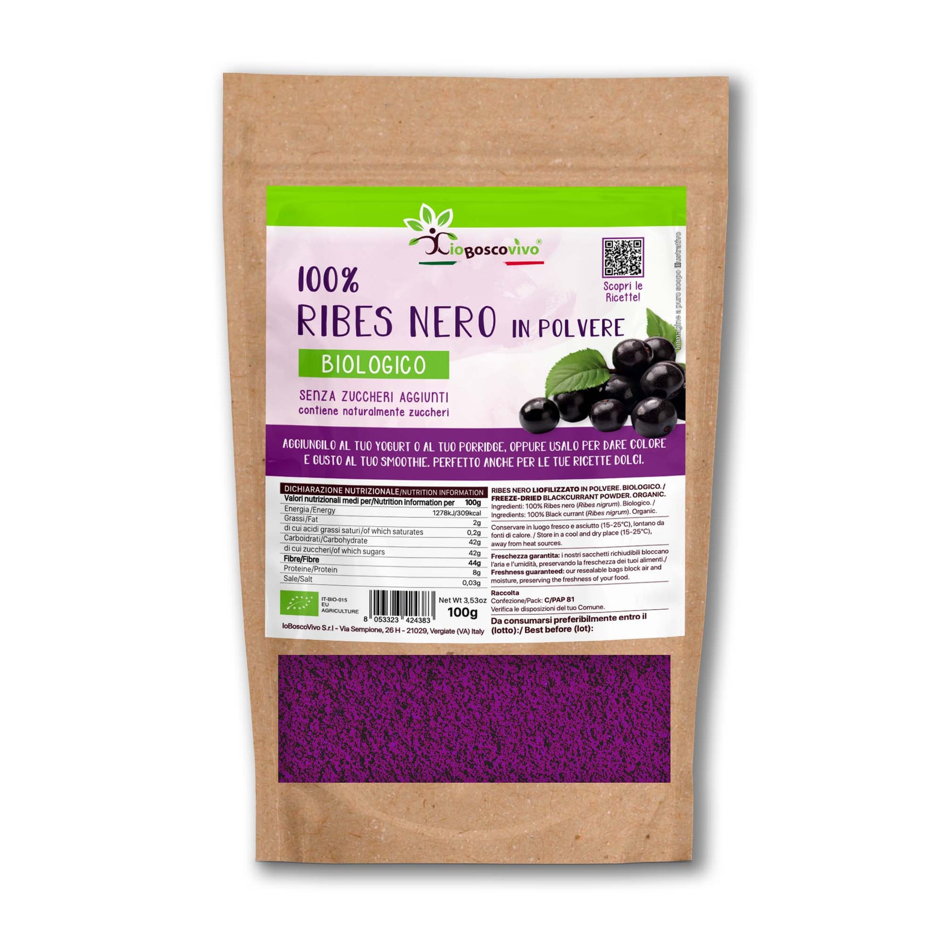 Polvo De Grosella Negra 100% Liofilizada Ecológica - 100g_0