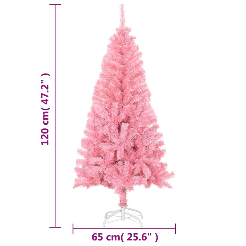 Vidaxl Árbol De Navidad Artificial Con Soporte Pvc Rosa 120 Cm_5