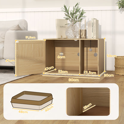 Pawhut Mueble Arenero Para Gatos Con Almohadilla Para Rascar 80x50x50 Cm Roble_2