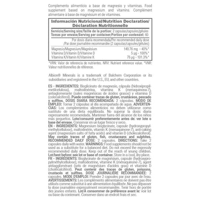 Bisglicinato De Magnesio Con Vitaminas D Y K - 120 Cápsulas Vegetales - Salud Ósea - Masmusculo_4