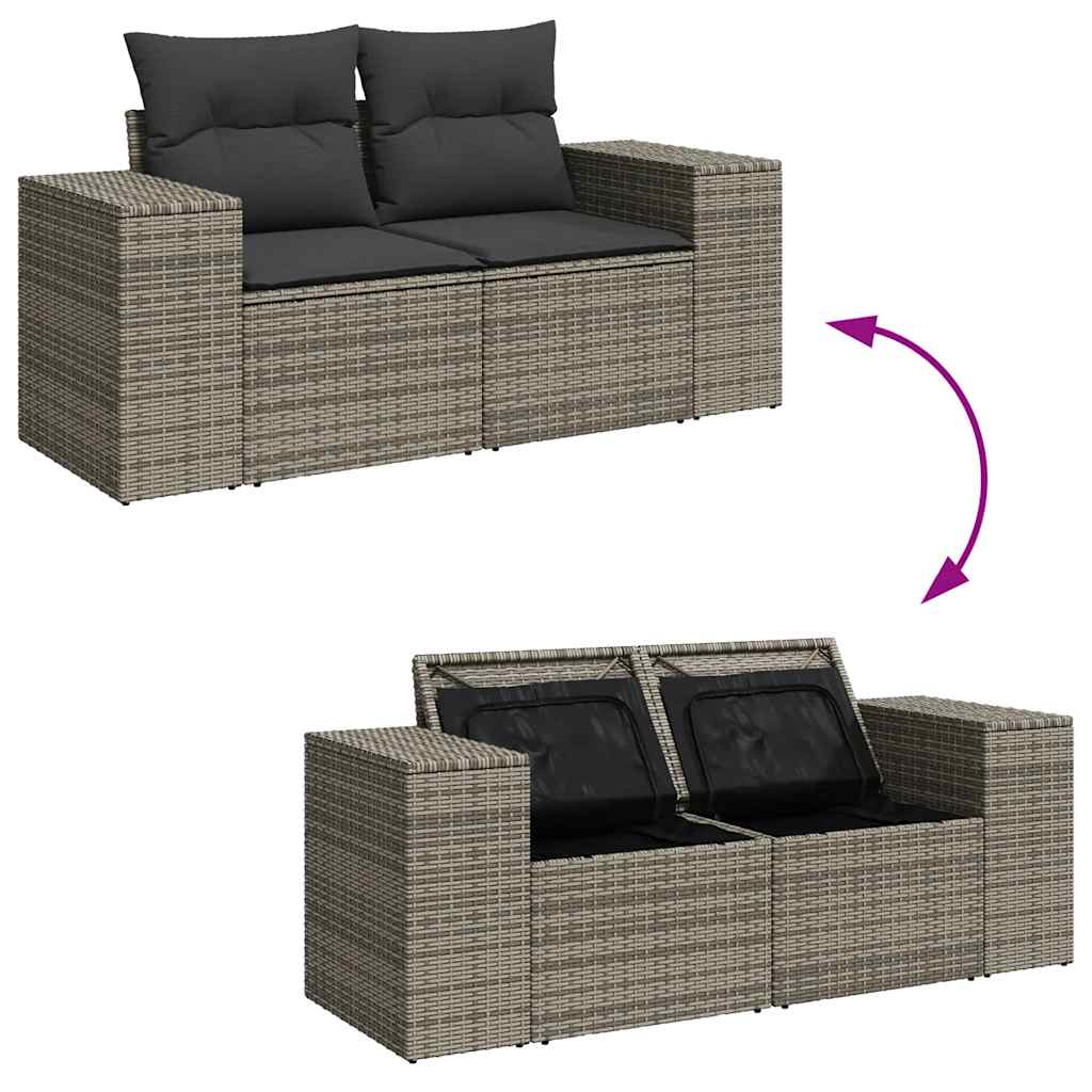 Set De Sofás De Jardín Con Cojines 9 Pzas Ratán Sintético Gris / Vetonek_4