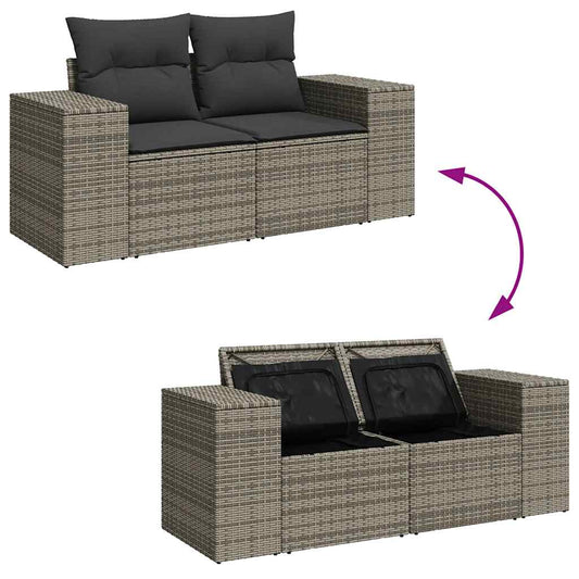 Set De Muebles De Jardín 6 Pzas Y Cojines Ratán Sintético Gris / Vetonek_0